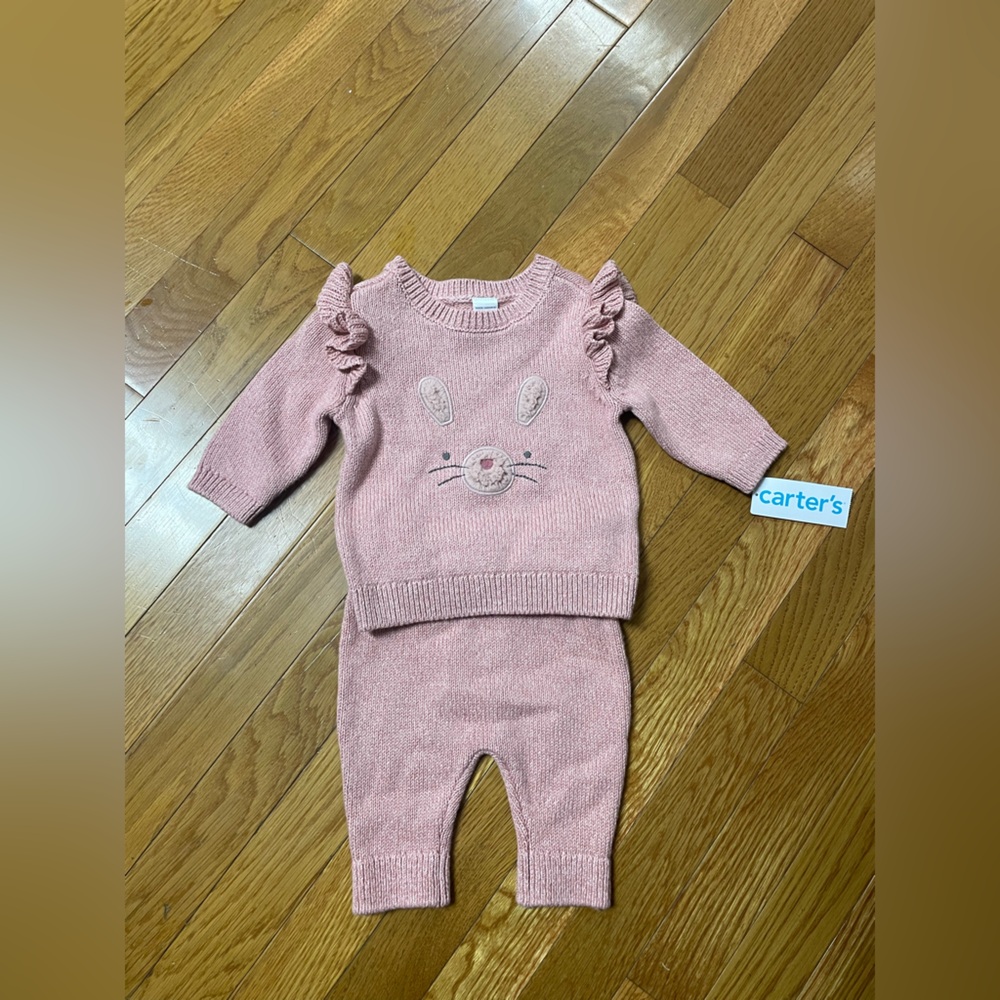 Carter's Pink Knit Bunny‎ Outfit pink 3m NWT